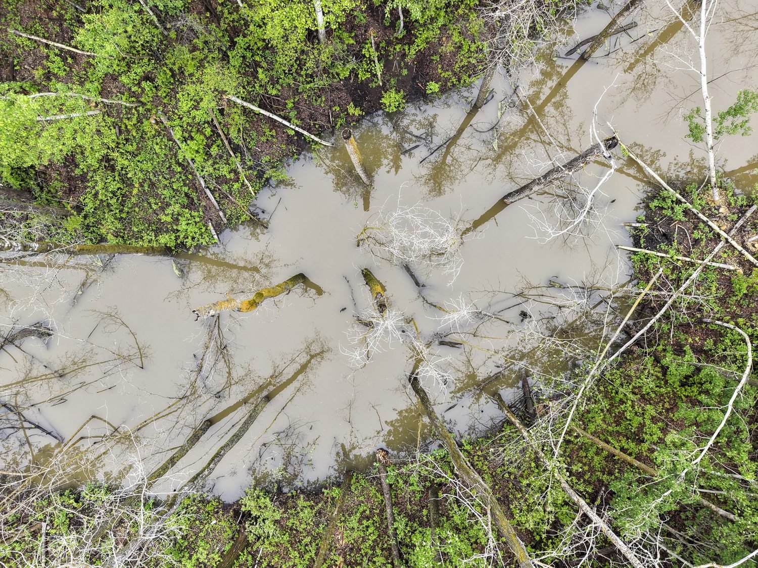 Aerial view of land and drainage detail