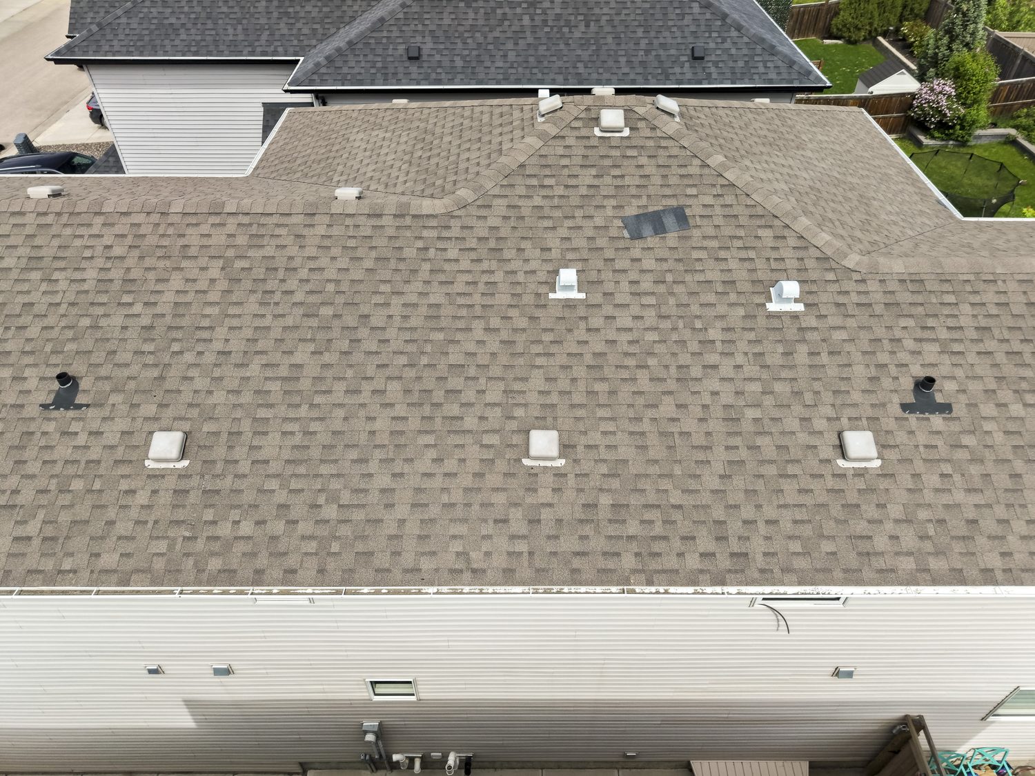 Aerial detail of a client's roof valleys
